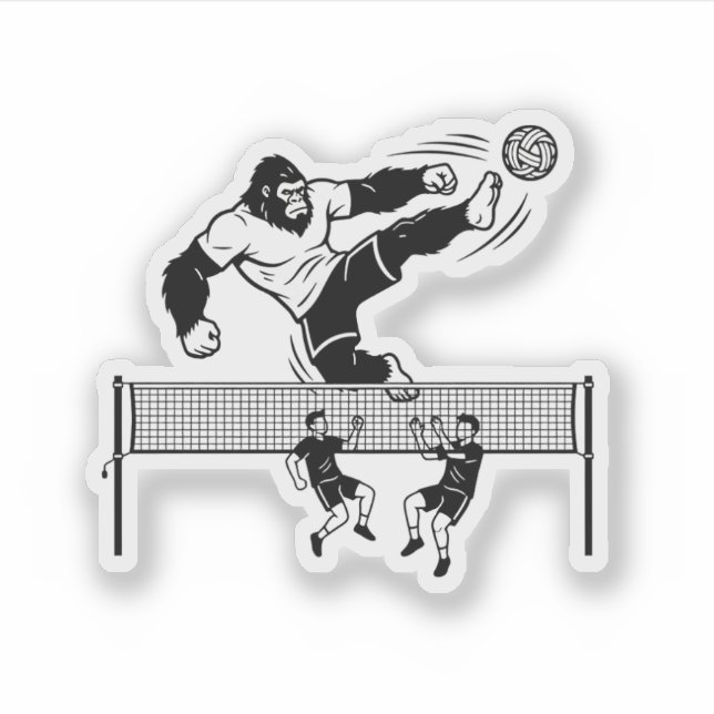 Adesivo Pé-grande jogando Sepak Takraw (Frente)