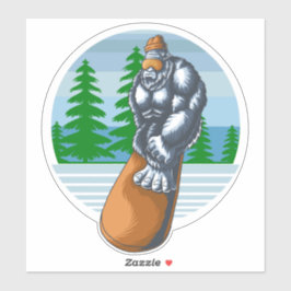 Adesivo Pé Grande Snowboard Nas Pistas Funny Sasquatch