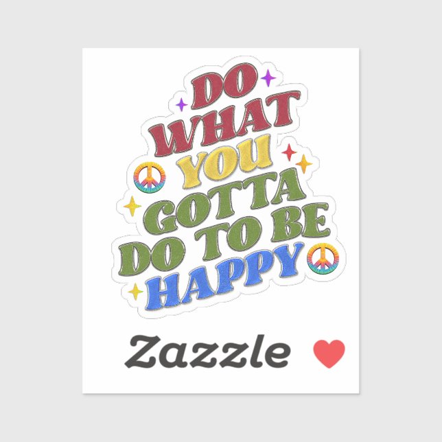 Adesivo Peace Hippie Happy Encouragement Positivity  (Folha)