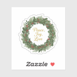 Adesivo Peace Joy Love Wreath Classic Christmas Message