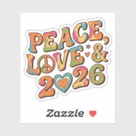 Adesivo Peace Love 2026 Groovy Retro Sticker