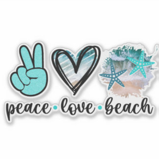 Adesivo Peace Love Beach Vinyl Sticker – Coastal Vibes