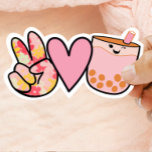 Adesivo Peace Love Boba Bubble Tea Cute and Funny<br><div class="desc">Para o amante do chá de bolhas,  este adorável adesivo de boba é perfeito para garrafas de água,  laptop,  e muito mais!</div>