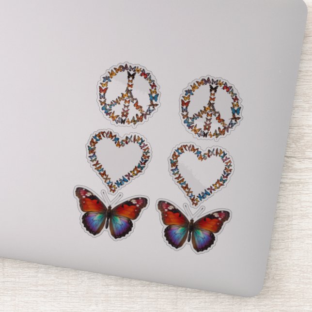 Adesivo Peace Love Butterflies - Colorful Graphic Art 2pc (Detalhe)