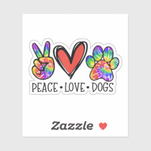 Adesivo Peace Love Dogs Paws Tie Dye Rainbow Animal Rescut