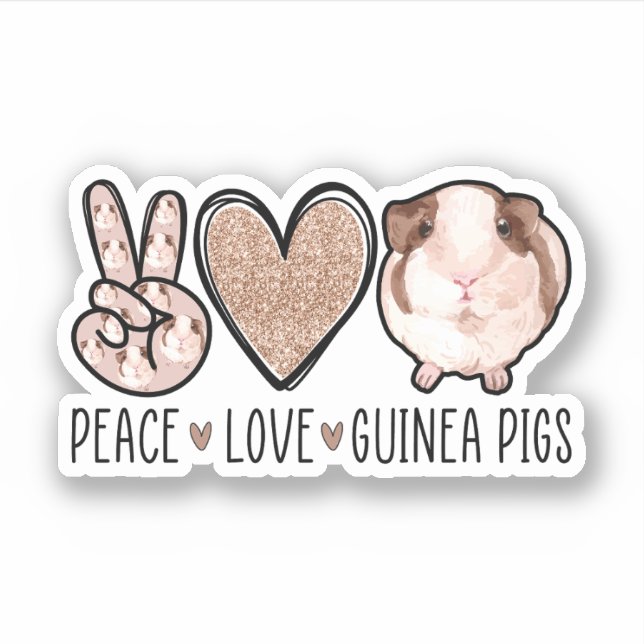 Adesivo Peace Love Guiné Pigs Lover, Guiné Pigs Mãe (Frente)