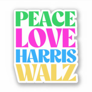 Adesivo Peace Love Harris Walz