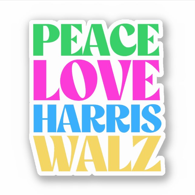 Adesivo Peace Love Harris Walz (Frente)
