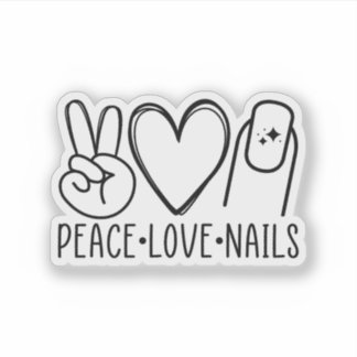 Adesivo Peace Love Nails Sticker: Nail Artist Gift