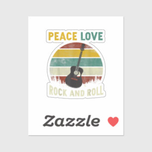 Adesivo Peace Love & Rock & Roll Guitar Player V