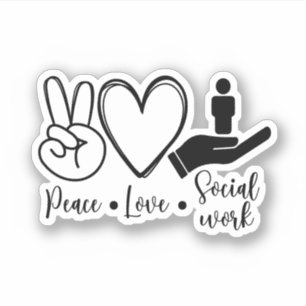 Adesivo Peace Love Social Work, MSW, Bem-Estado