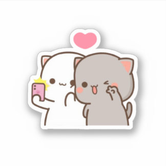 Adesivo Peach E Goma Mochi Bear Casal Selfie