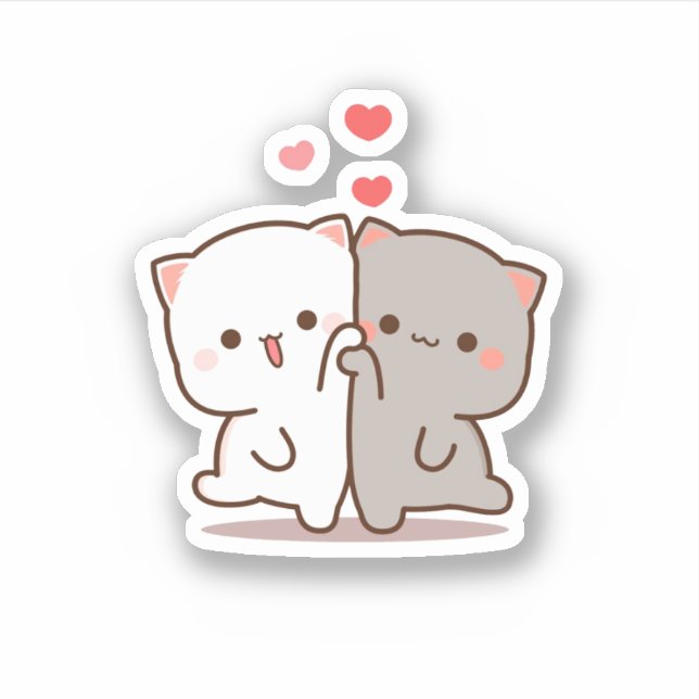 Adesivo Peach E Goma Mochi Cat (Frente)