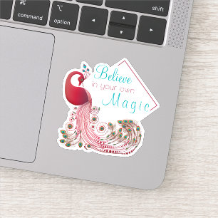 Adesivo Peacock bonito com citação inspiradora