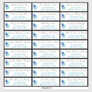 Adesivo Peacock Feather Modern Wedn Endereço de Convidado