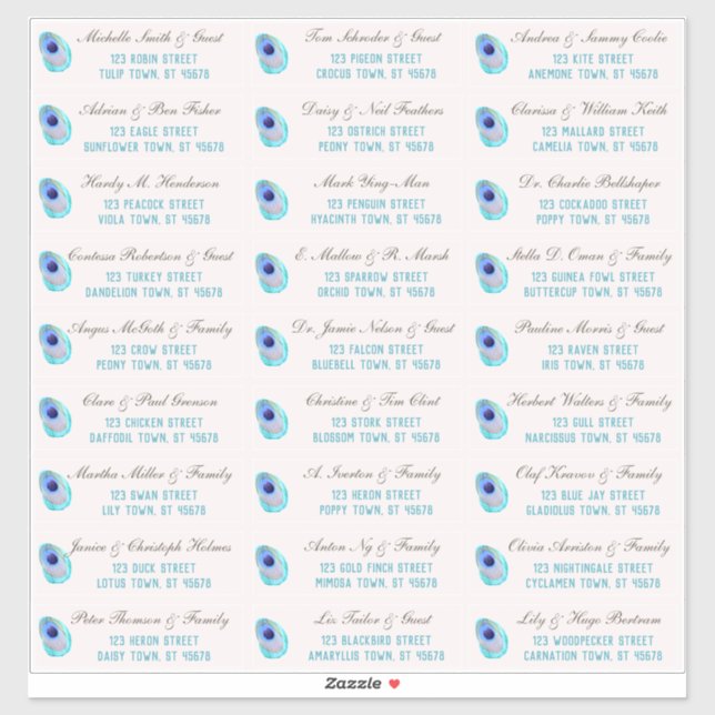 Adesivo Peacock Feather Modern Wedn Guest Address Stick (Folha)