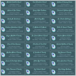 Adesivo Peacock Feather Teal Modern Wedn Endereço de Convi