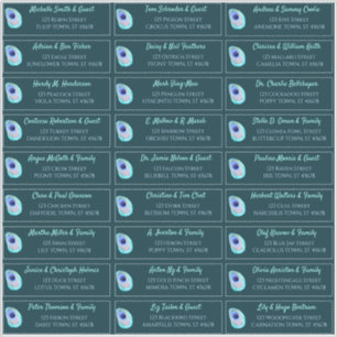 Adesivo Peacock Feather Teal Modern Wedn Endereço de Convi