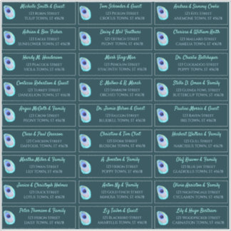 Adesivo Peacock Feather Teal Modern Wedn Endereço de Convi