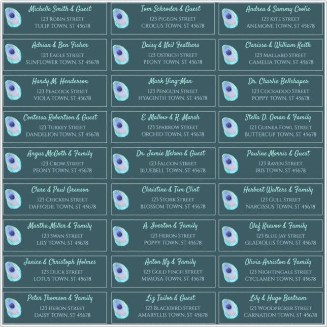 Adesivo Peacock Feather Teal Modern Wedn Endereço de Convi (Frente)