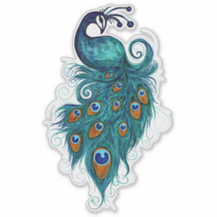 Adesivo Peacock Feather Teal Peacocks