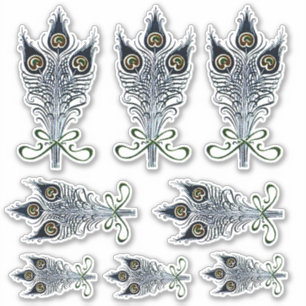 Adesivo Peacock Feather Vintage Art Nouveau Design