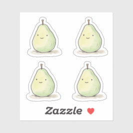 Adesivo Pear Aquarela Cuja Cadeia Kawaii