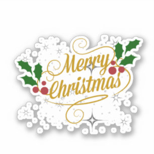 Adesivo Peça de Natal feliz e texto em ouro brilhante