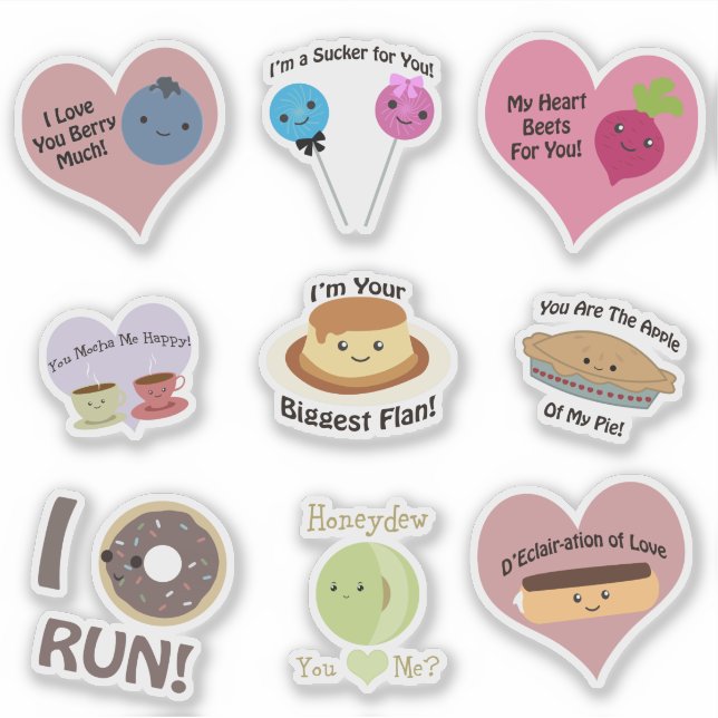 Adesivo Peças de Comida bonitas e engraçadas (Frente)