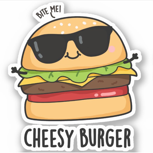 Adesivo Peças de Comida Engraçadas Cheesy Burger (Frente)