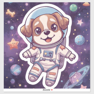 Adesivo Peças Interestelares - Cachorro Espacial Bonito em
