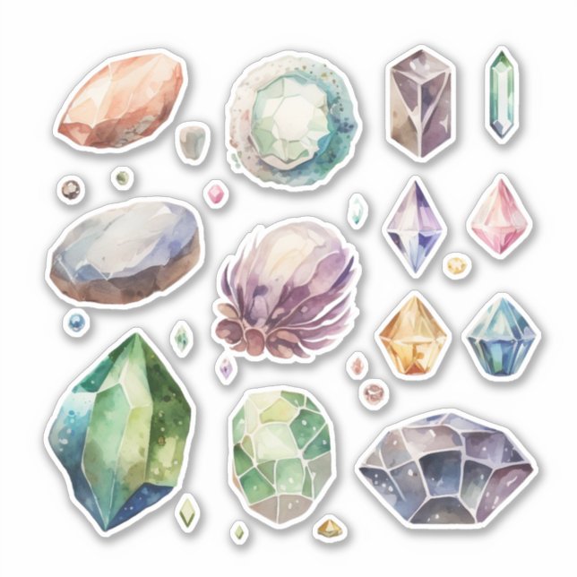Adesivo Pedras De Precioso De Aquarela E Vinil Gems (Frente)