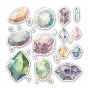 Adesivo Pedras Preciosas E Gemas Em Aquarela Vinil