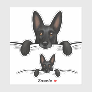 Adesivo Peeking de Cachorro Negro German shepherd