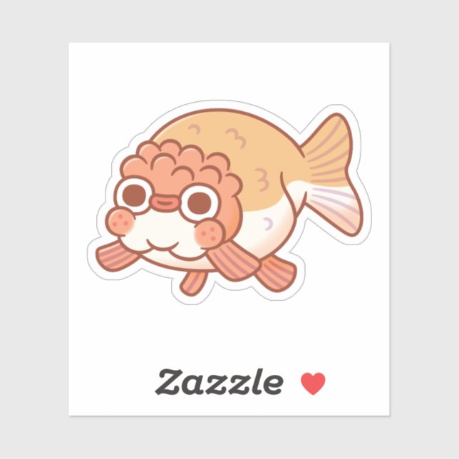 Adesivo Peixe Dourado Ranchu Derpy Fofo Doodle (Folha)