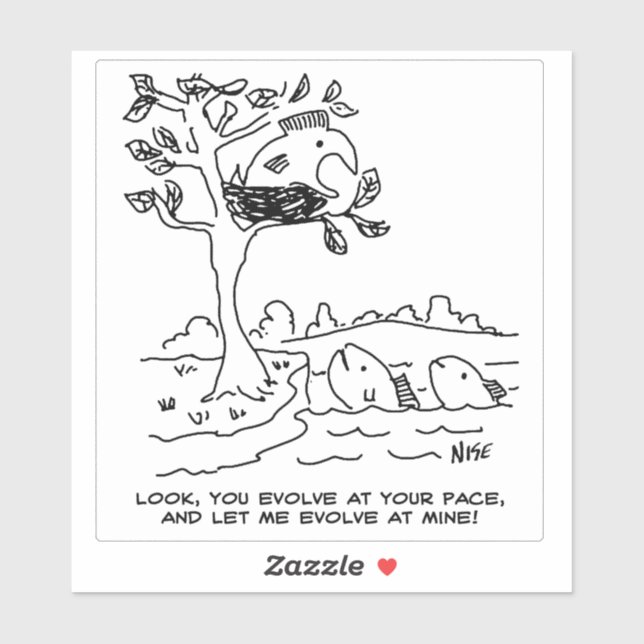 Adesivo Peixe e Evolução Darwin Theory Cartoon. (Folha)