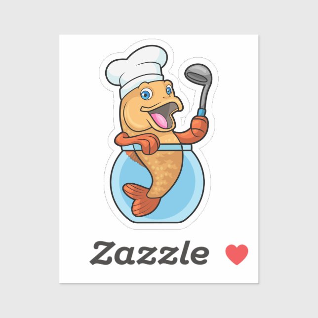 Adesivo Peixe em Vidro Cozinhado com Colher de Sopa (Folha)