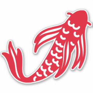 Adesivo Peixe-Koi Branco e Vermelho Japonês