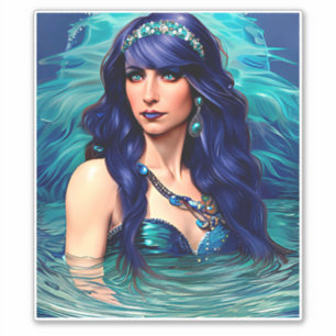 Adesivo peixes azuis Mermaid Queen Original Fantasy art