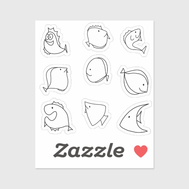 Adesivo peixes brancos bonitos (Folha)