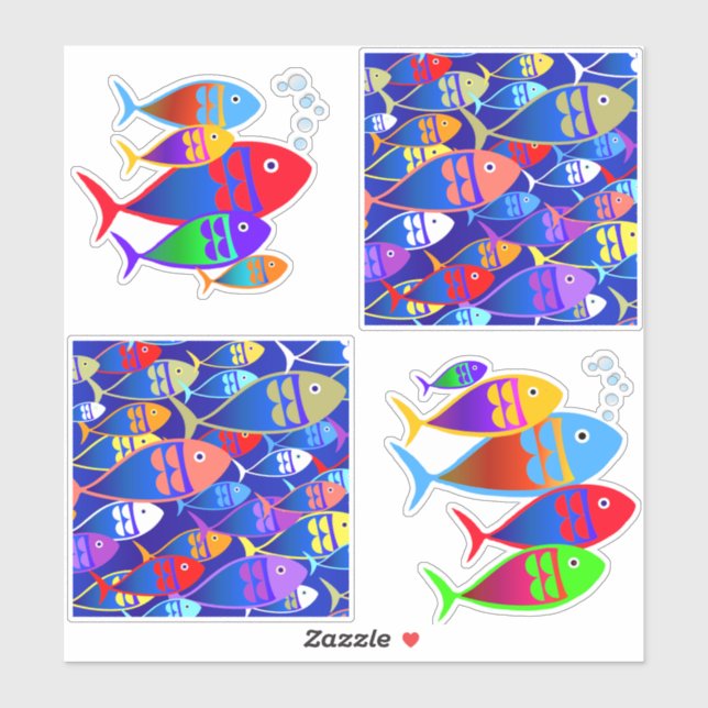 Adesivo Peixes Coloridos Art Décor Design (Folha)