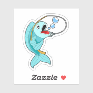 Adesivo Peixes com barra de pesca