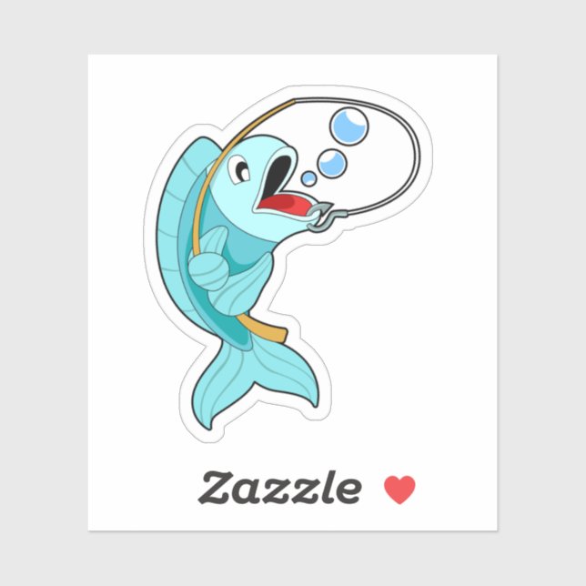 Adesivo Peixes com barra de pesca (Folha)