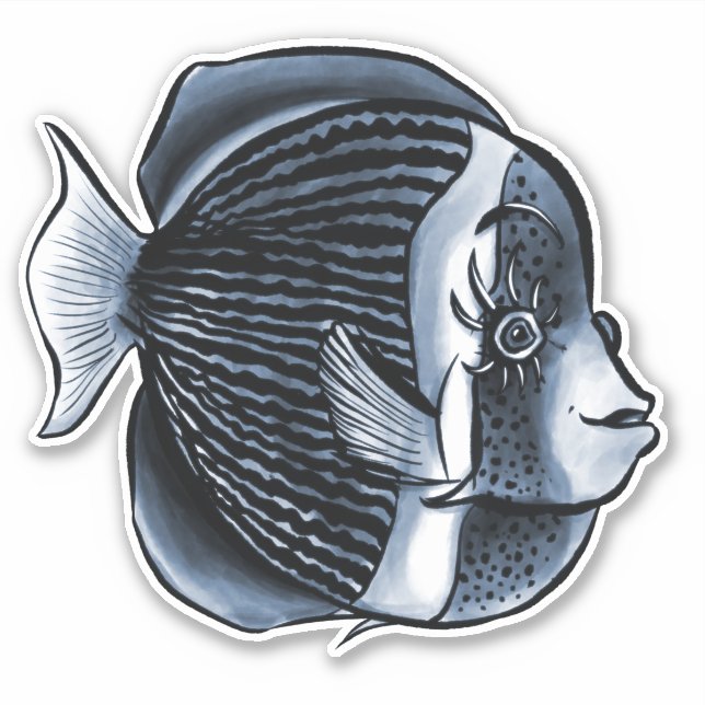Adesivo Peixes De Corte Sob O Mar (Frente)