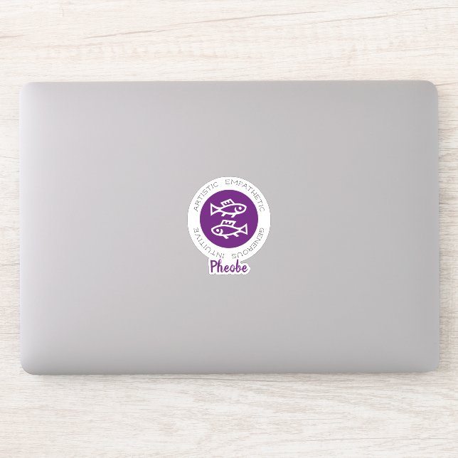 Adesivo Peixes Sinal Zodiac Star Traços Roxo (Computador)