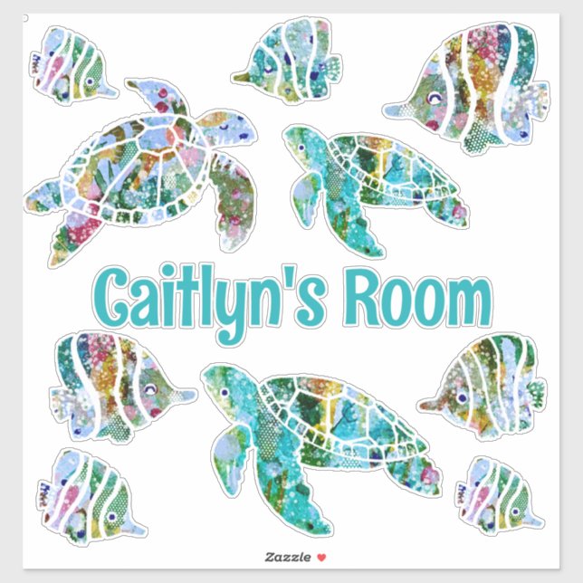 Adesivo Peixes Tropicais e Tartarugas Marinhas (Folha)