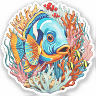 Adesivo Peixes Tropicais Vibrações Coloridas de Verão