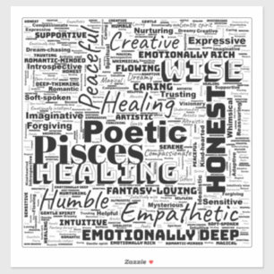 Adesivo Peixes Zodiac Word Cloud Inspiração Vinil