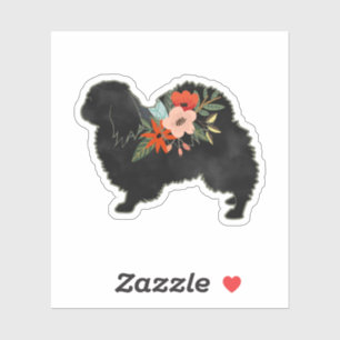 Adesivo Pekingese Dog Breed Boho Floral Silhouette