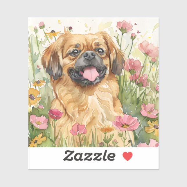 Adesivo Pekingese Sticker – Watercolor Design (Folha)